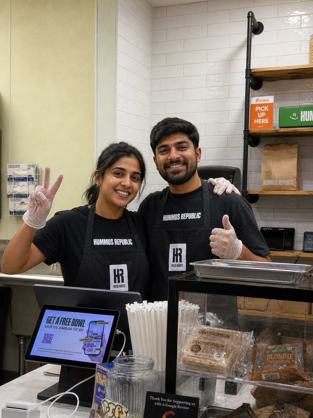 Hummus Republic team behind the counter